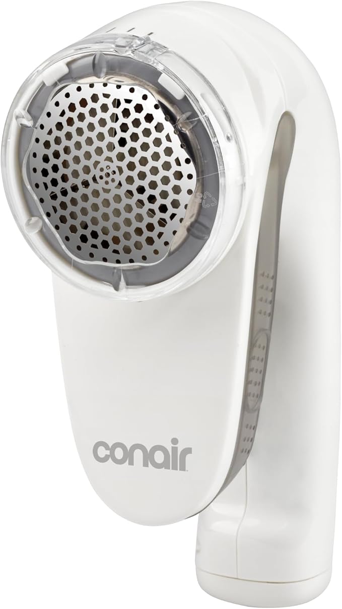 Conair Fabric Shaver and Lint Remover, Rechargeable Portable Clothes Shaver with 3 Settings, Fuzz Remover for Sweaters, Clothing, and Furniture, Large 2-Inch Shaving Head, White