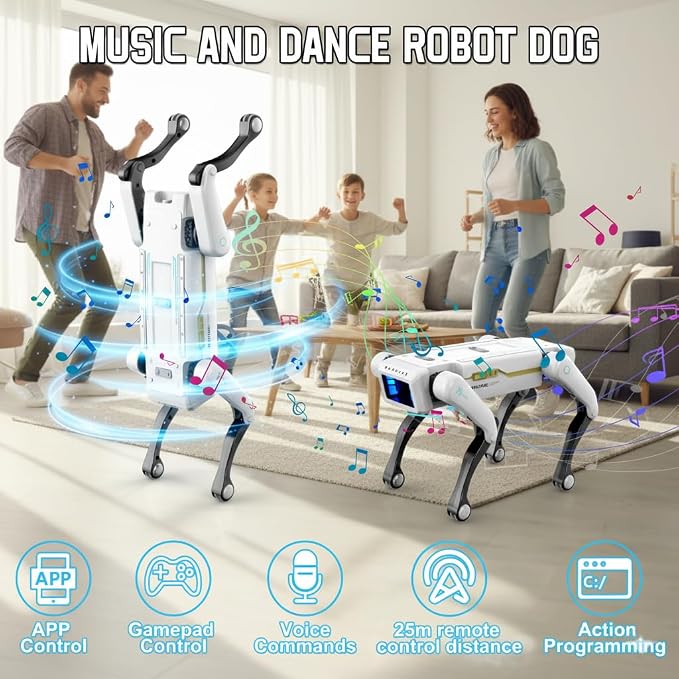 EVADA Robot Dog Smart - Interactive STEM Pet with Voice Control, 30+ Actions & APP Programming, Durable Design for Kids Age 6+ (Compatible with iOS/Android)