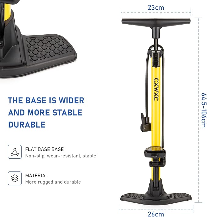 CXWXC Bike Floor Pump with Digital Gauge – 140 PSI Bicycle Tire Pump fits Presta & Schrader Valve – Portable Bike Air Pump with Large Display for Easy to Read