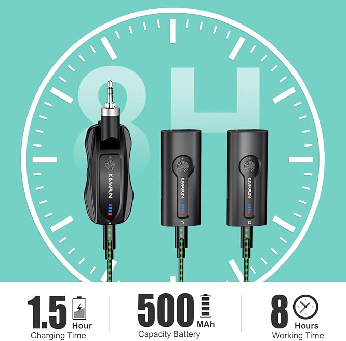 KIMAFUN Wireless Lavalier Microphone System, Wireless 2.4GHz Lapel Mics Handheld Mic 2 in 1 for Teaching, Teachers, Speech, Tour Guiding, Speaker, Amplifier, PA System, Broadcast, KM-G70(2TX1RX)