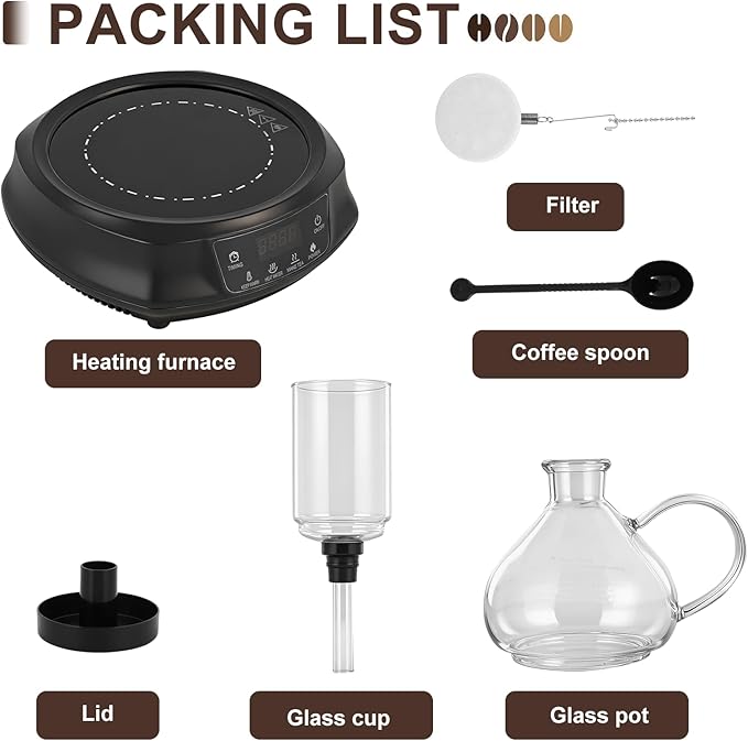 YUCHENGTECH Electric Siphon Syphon Coffee Maker 350ml Electric Siphon Coffee Brewer with Temperature Adjustment for Home Office Use 110V