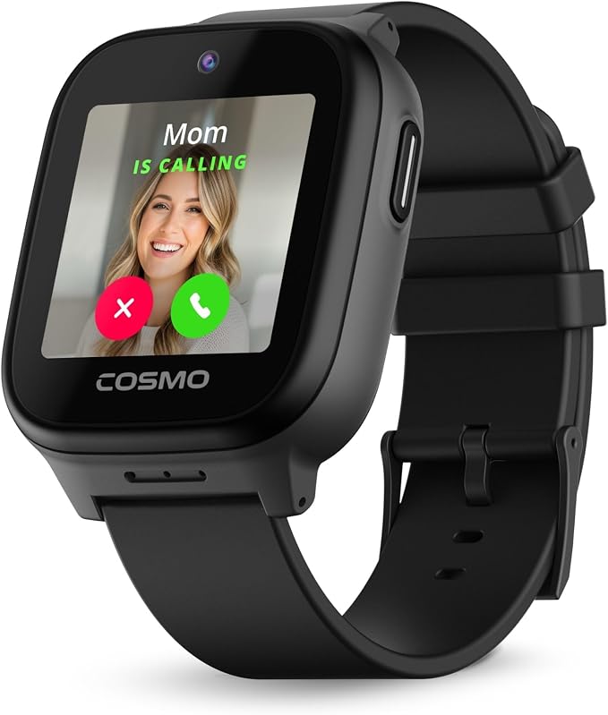 JrTrack 5 Kids Smart Watch by Cosmo | Best Kid-Safe Phone Watch | Precision Real-Time GPS Tracking | Call, Text, Activity, School Settings | Spotify Music | Parental Controls | SOS & Safety Alerts