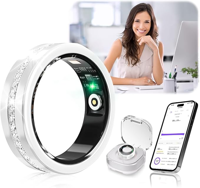 10 Gen Diamond Smart Ring and Wireless Charging Case【Industry Ranking No.1 – 0 Measurement Error】 2026 Smart Ring for Women & Men for Sleep Tracking Wearable Device,Fitness Ring【Slive 9#】