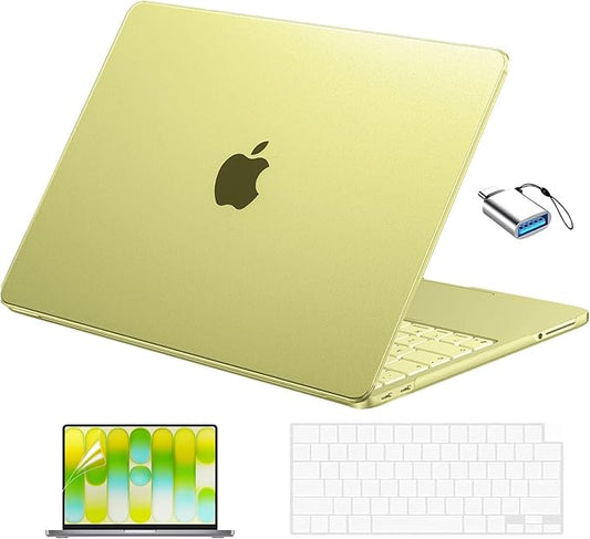 EooCoo for MacBook Neo Case 13 inch 2026 Model A3404 with A18 Pro Chip, Scratch Resistant Protective Hard Shell Case & Keyboard Cover & Screen Film & Type C, Original Matte Citrus