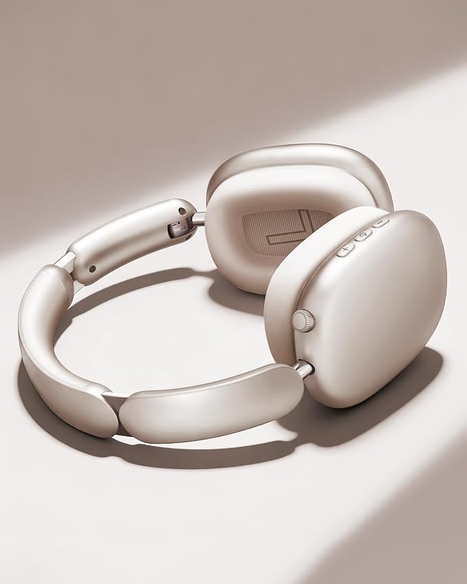 Wentronic Y02 Active Noise Cancelling Headphones, Wireless Over-Ear Bluetooth 5.4 Headphones with Microphone, 60H Playtime, Hi-Res Audio,Big Bass,Foldable Lightweight for Travel Home Office, Starlight