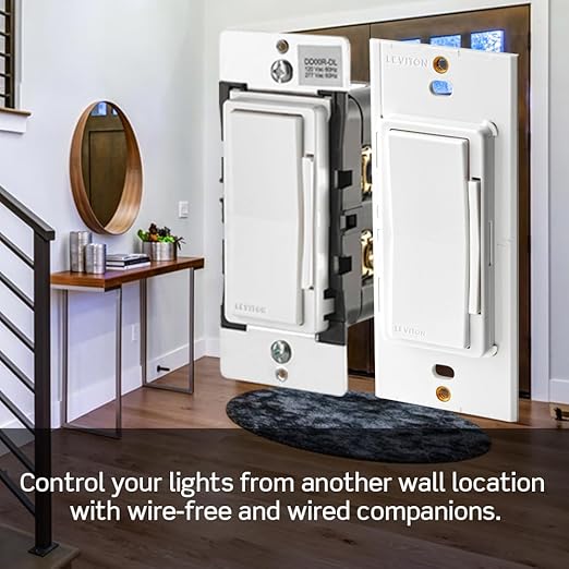 Leviton Decora Smart Dimmer Switch, Wi-Fi 2nd Gen, Neutral Wire Required, Works with Matter, Alexa, Google Assistant, Apple Home/Siri, Wired or Wireless 3-Way, D26HD-1RW, White (Pack of 2)