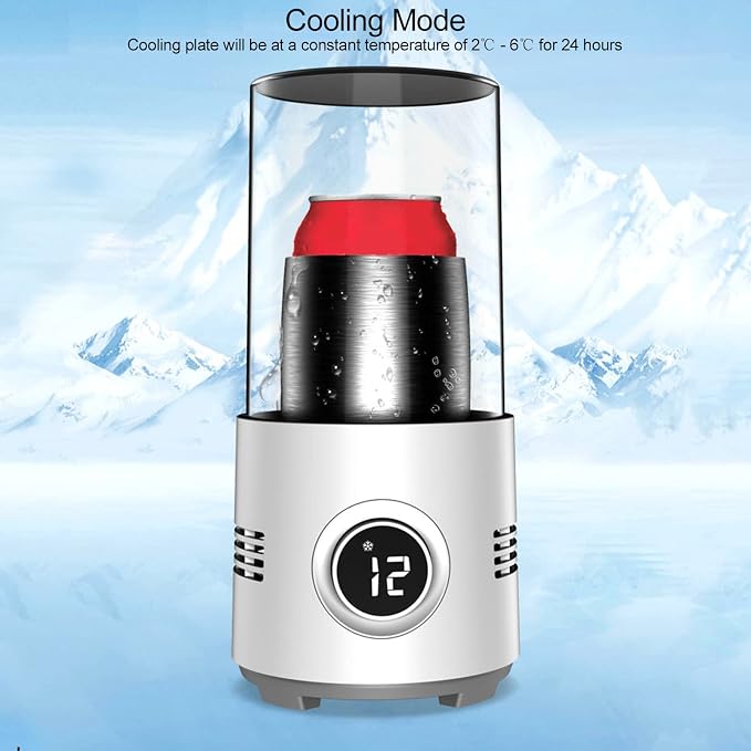 Cool and Cup, 2 in 1 Portable Beverage Drink Cooler Warmer, 2C - 60C Fast Cooling Heating, Lightweight Aluminum Alloy Cup for Parties /Offices /Travel, One Key to Start