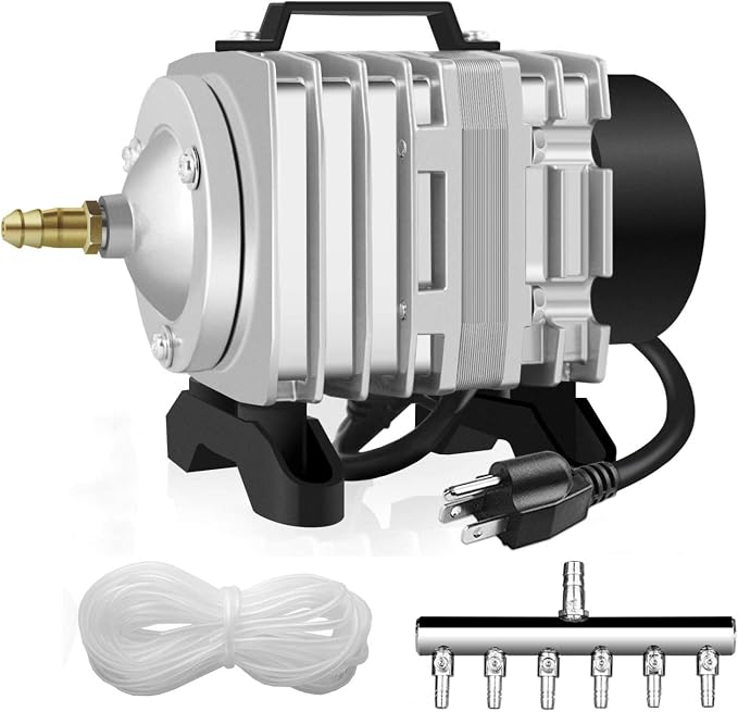 Simple Deluxe Air Pump with Adjustable Air Flow Outlets for Aquarium, Fish Tank and Hydroponic Systems