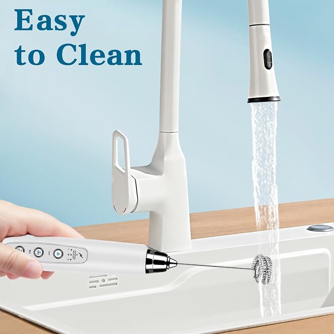 BSRGMS Milk Frother Handheld with Stand, Electric Whisk 3 Speed Adjustable, Drink Mixer with Stainless 3 Whisk, Rechargeable Hand Frother Wand, Foam Maker for Latte Cappuccino Hot Chocolate Egg White