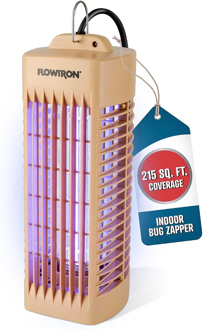 Flowtron Indoor Bug Zapper (Beige) - 1000V Electric Insect Killer with UV Light - 215 Sq Ft Coverage - Plug-in Fly & Mosquito Trap for Bedroom, Kitchen & Office