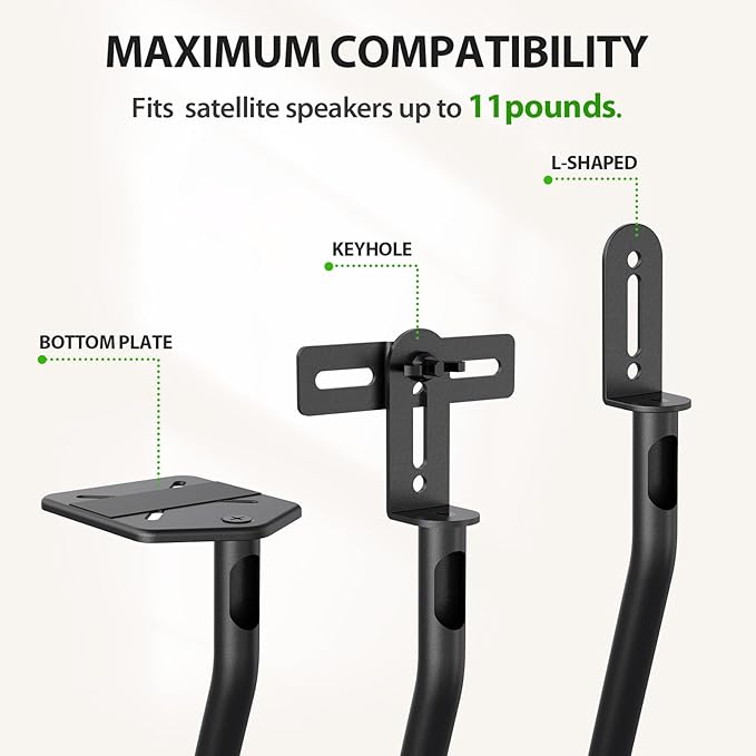 USX MOUNT Universal Speaker Stands, Height Adjustable Extend 30.0" to 39.1" for Satellite Speakers & Small Bookshelf Speakers up to 11 lbs Per Stand, 1 Pair Floor Stands for Sony Bose Polk JBL Yamaha
