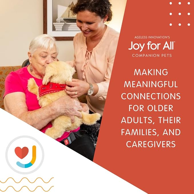 JOY FOR ALL Ageless Innovation Companion Pet for Seniors - Lifelike Animatronic Dog - Realistic Soft-Touch Coat & Heartbeat - Therapy Stuffed Animal - Toy for Alzheimer's & Dementia - Golden Pup | Lifelike & Realistic Companion with Soft Fur, Head and ...