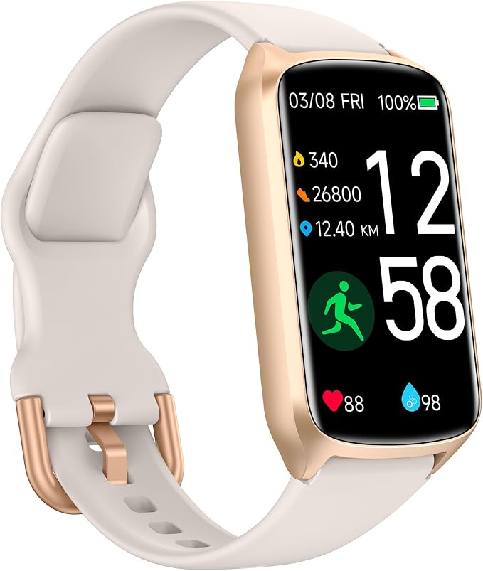 Amzhero Health Fitness Tracker with 24/7 Heart Rate, Blood Oxygen, Blood Pressure, Sleep Tracker, 5ATM Waterproof Activity Trackers with Step Tracker, Pedometer (S & L Bands Included)