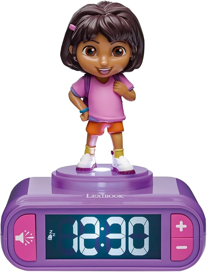 LEXIBOOK, Alarm Clock - Dora Night Light with Sound Effects, Purple, RL800DOR