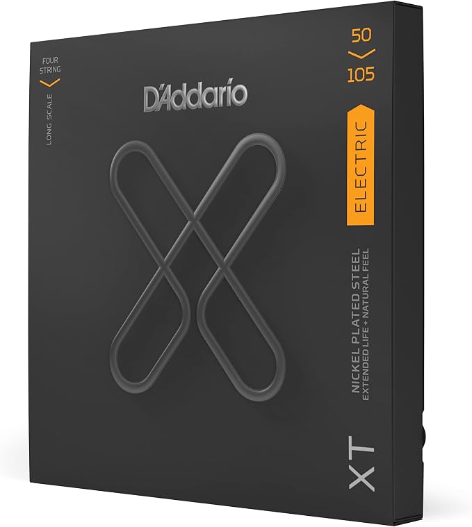 D'Addario Bass Guitar Strings, XT Coated Electric, XTB50105, Medium 50-105, 4-String Set, Pack of 1