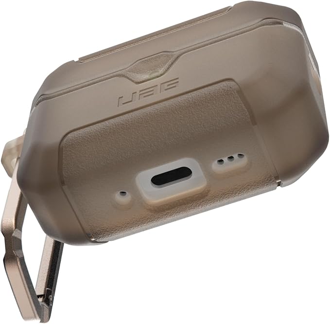 URBAN ARMOR GEAR UAG Designed for AirPods Pro 3rd Gen Case, Translucent Rugged Military Grade Drop Proof Protective Cover with Detachable Carabiner Clip & Secure Lip Closure, Scout Coyote Translucent