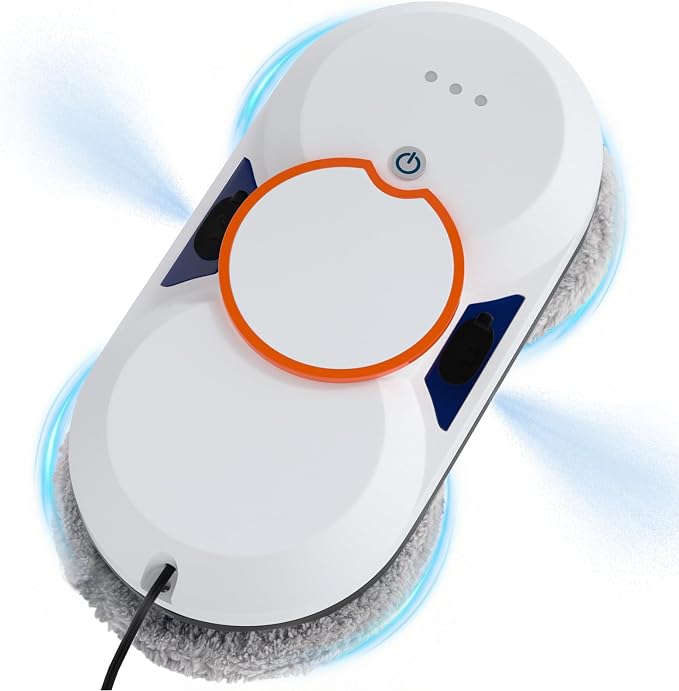 Smart Window Cleaning Robot - 5600Pa Suction Power, Double Ultrasonic Spray, 2 30ml Tanks, Smart Navigation, Anti-Drop, Remote Control, 3 Cleaning Modes for High Window Tile Mirror Glass Door