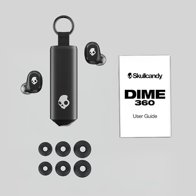 Skullcandy Dime 360 Wireless Earbuds, Bluetooth Headphones, Noise Isolating Fit, Up to 28 Hours Battery, Microphone for iPhone Android, Easy Carry with Clip-Anywhere Case - Bone