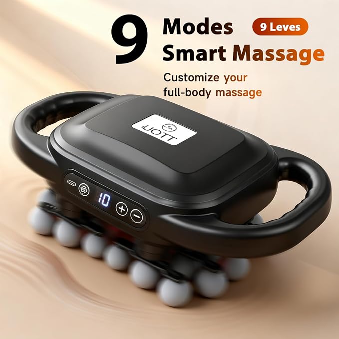 UOTT 24 Head Massage Gun Deep Tissue, Self Massager for Neck and Bback with 9 Modes & 9 Levels, Quiet Handheld Multi Head Percussion Muscle Massager for Body, Shoulder Muscle Pain Relief
