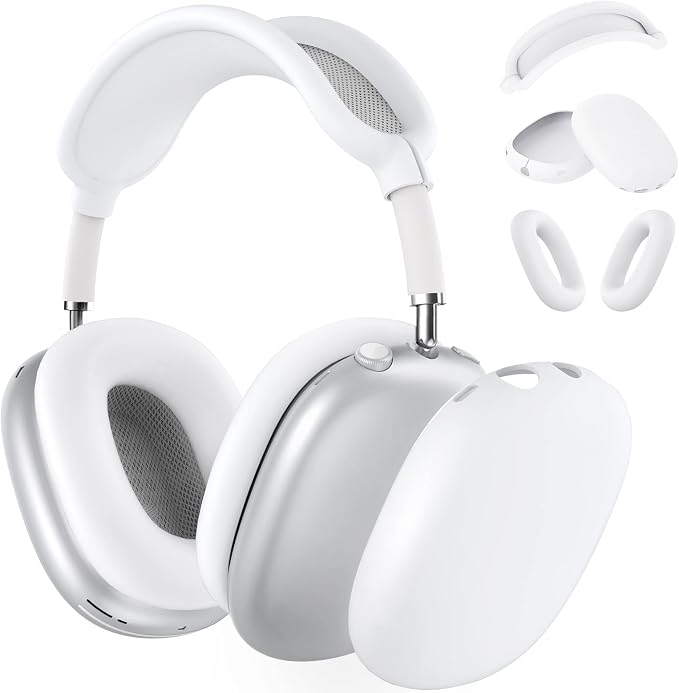 Silicone Case Cover for AirPods Max Headphones,Ear Pad Case Cover/Ear Cups Cover/Headband Cover for AirPods Max 2/1 (2026/2024/2020)(USB-C/Lightning),Silicone Accessories for Apple AirPod Max 2, White