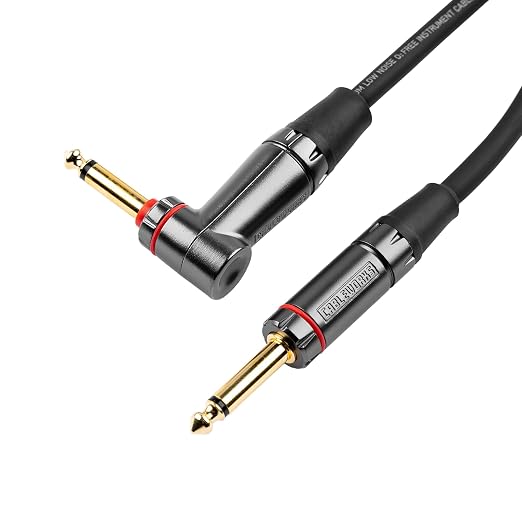 Cableworks By Gator Cases Headliner Series Premium 10 Ft Straight to Right Angle Guitar Instrument Cable with Quiet Switch Technology (GCWH-INS-10RAQT)