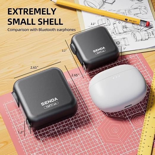 SENDA Self-Locking Tape Measure 16FT/5M, Compact Square Design Small Measuring Tape with High Rigidity, No Back Clip, Wear & Shock Resistant for Home, DIY, Industrial Use (16Ft)