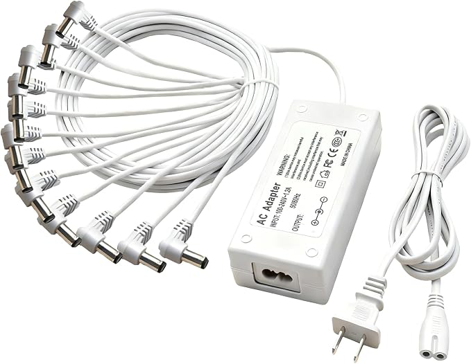 4.5V Power Adapter for Lemax Lighted Accessory 94566 94563 94564 94565 74295 74269 74707 84428 44242 Christmas Halloween Village Lights Micro Lighting Building Decor(12 Output White)