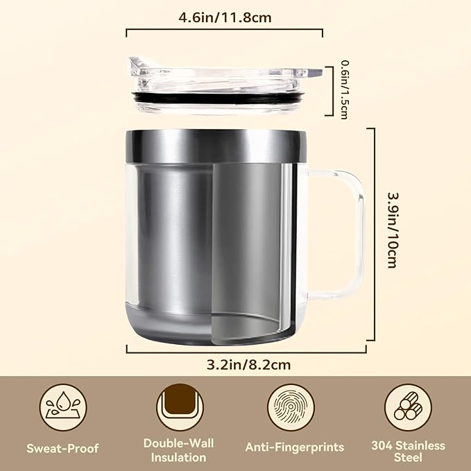 Dad Birthday Gifts, 12oz Heated Coffee Mug with BEST DAD EVER Design, USB Electric Temperature Control Cup, Fathers Day Gift from Wife Daughter Son(Silver DAD-12oz)