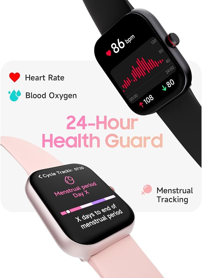 TOOBUR Smart Watch for Women, Answer/Make Calls, 1.91" HD Screen Fitness Watch with Alexa, 100 Sports, Heart Rate and Sleep Tracking, IP68 Waterproof, Smartwatch Compatible Android iOS, Light Pink