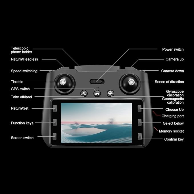 ikaufen S159 GPS Drone with 4K Dual Camera, Obstacle Avoidance, Brushless Motor, 5G Transmission, 25min Flight Time, RC Quadcopter with Screen Remote Control for Adults(S159 screen control+ 2 Battery Black)