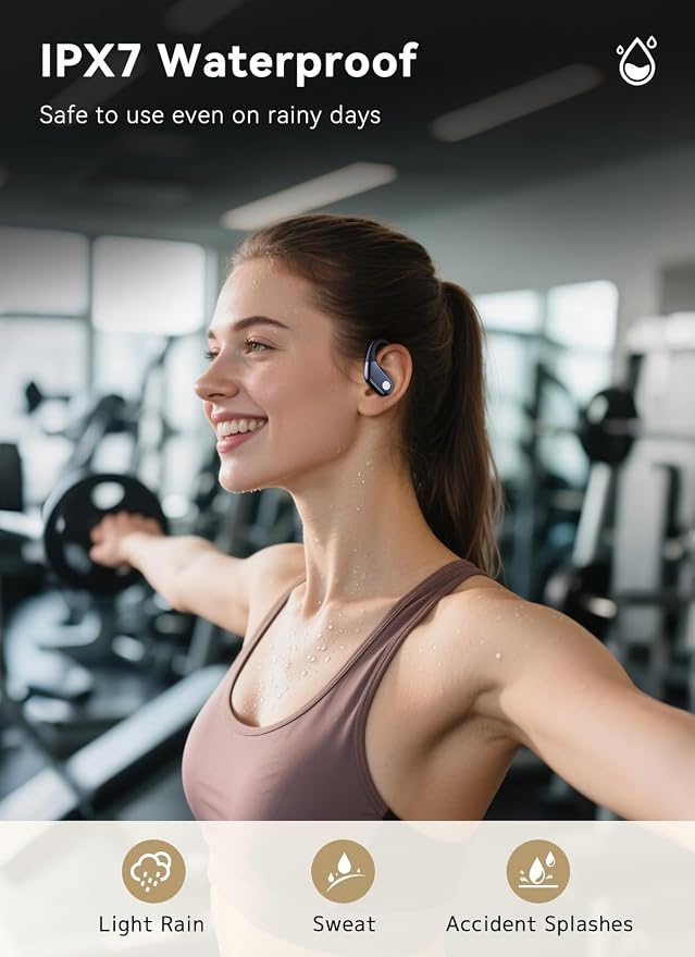 jaddsa Wireless Earbuds, ANC Noise Cancelling Sport Ear Buds with Multifunctional Touch Screen, Bluetooth 5.4 Headphones, 5 EQ Over-Ear Earbuds for Sports/Workout/Gym-Dark Blue