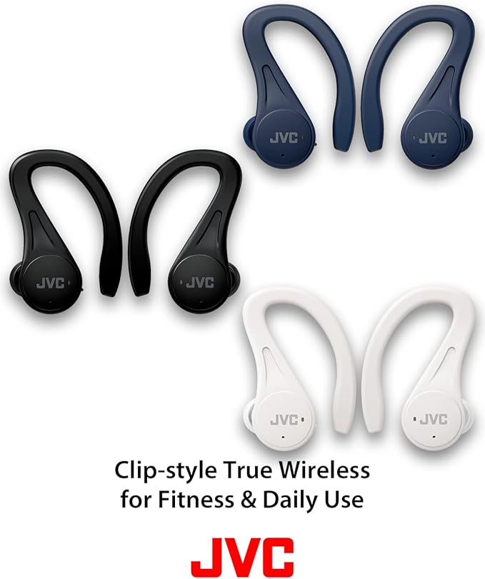 JVC Sport True Wireless Earbuds Headphones, Lightweight and Compact, Long Battery Life (up to 30 Hours), Sound with Neodymium Magnet Driver, Water Resistance (IPX5) - HAEC25TA (Blue)