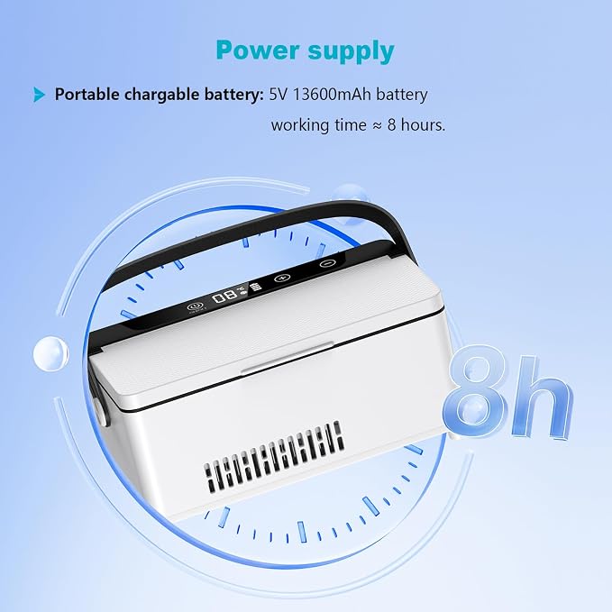 insulin fridge medcine cooler trave case with handle 2~8°C Keep Cooling with LED Display, Travel Medical Cooler Box with Handle (XS)