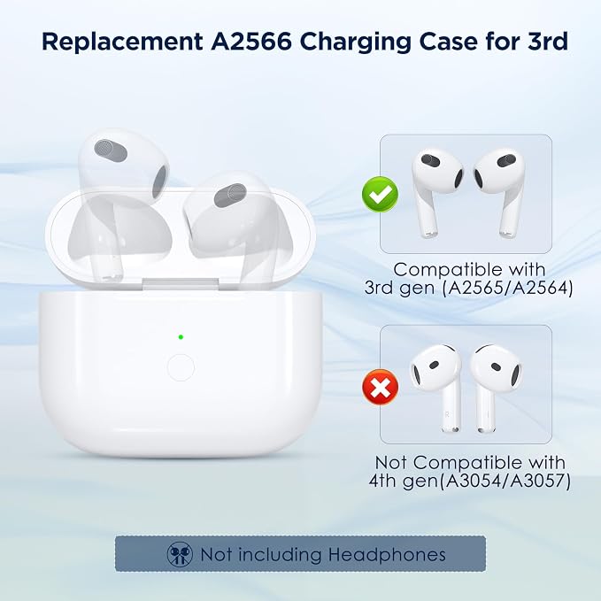 Replacement Charge Case for AirPod 3rd Generation Charging Case, Wireless Airpod Charging Cases Only with Bluetooth Pairing Sync Button, Replacement Airpod 3rd Generation(Not Pro 3)
