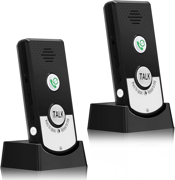 Wireless Intercom System for Home, 2 Way Range Walkie Talkie Communication Device for Elderly Monitoring, Home and Office Use, Easy Install Intercom with Doorbell Feature
