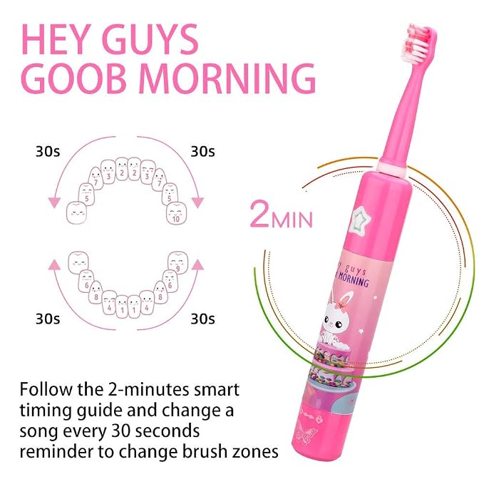 OJV 8620 Musical Electric Toothbrushes 8630 Kids Sonic Electric Toothbrushes (Pink+Bule)
