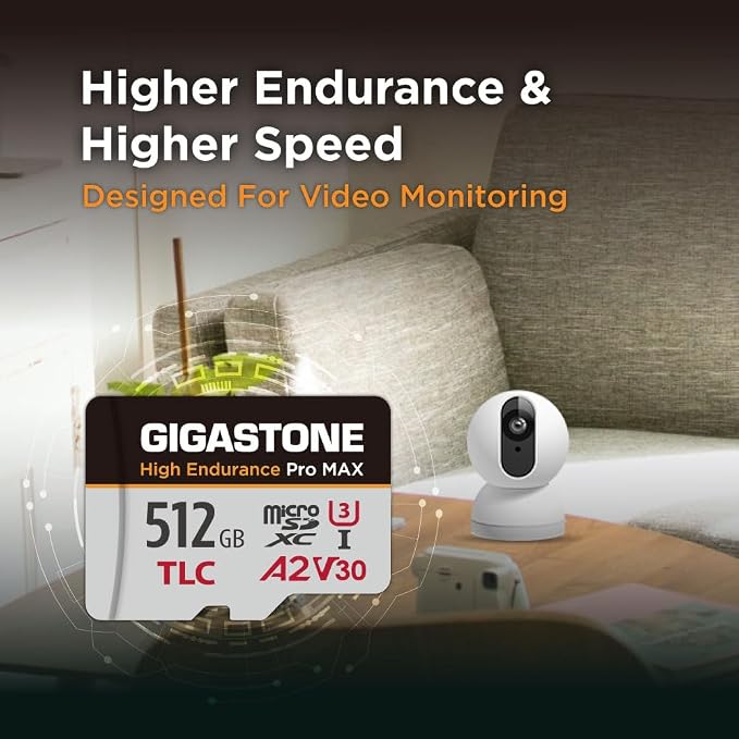[5-Yrs Free Data Recovery] GIGASTONE 512GB Micro SD Card, TLC High Endurance Pro MAX, Speed Up to 180/150 MB/s, Compatible with REDTIGER Rove VIOFO VANTRUE PRUVEEO Dash Cam, MicroSDXC UHS-I A2 V30 U3