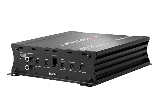 Car Audio Amplifier ZE500.1 1000W Monoblock Class D MOSFET Subwoofer Audio, 1-4 Ohm Stable, Low Pass Crossover, Mosfet Power Supply, Stereo