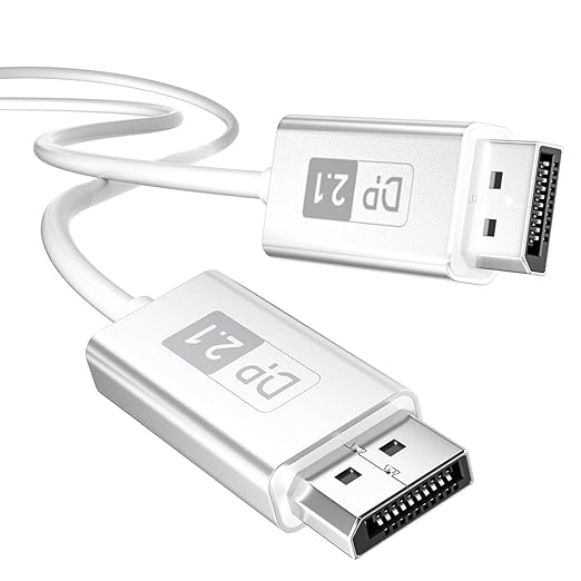 16K DisplayPort 2.1 Cable 33ft[16K@60Hz,8K@120Hz,4K@240Hz],Gaming Monitor DP 2.1 Cable Compatible with NVIDIA GeForce RTX 4090 & AMD Radeon RX 7900 XTX - FreeSync G-Sync Support