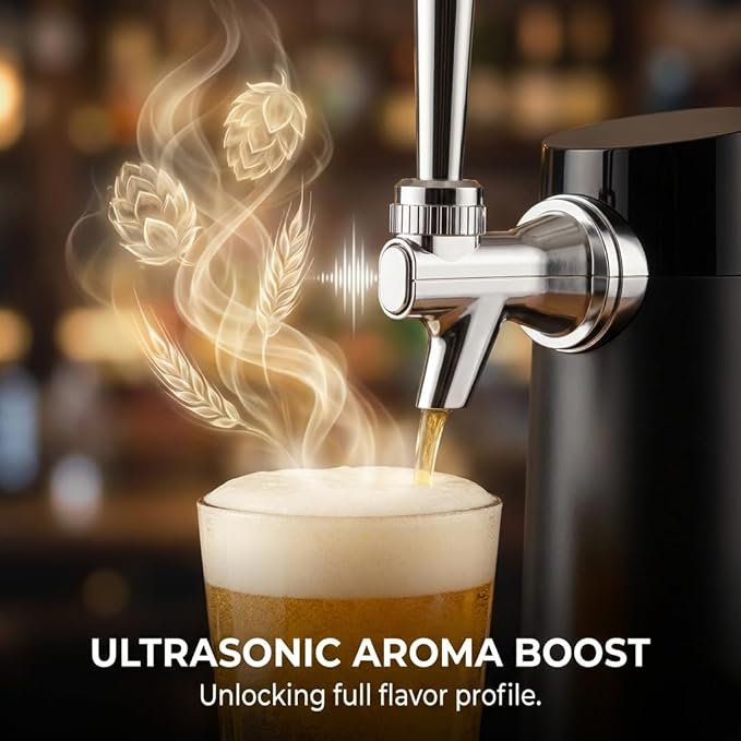Draft Beer Dispenser System,Hombrew Beer Kegerator,Draft Pour and Ultra Fine Foam Covering Top, Portable Home Dispenser System,Mini Kegerator Suitable for Can and Bottles,Birthday Gift for Men,Husband