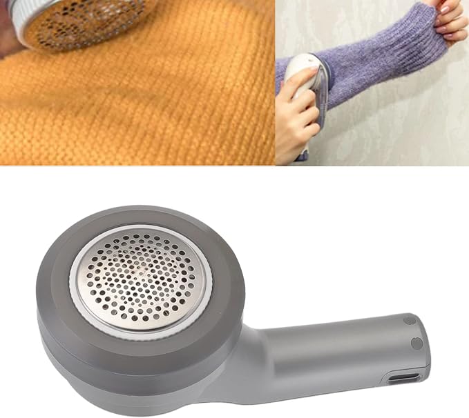 Fdit Electric Lint Remover, Rechargeable USB Fabric Defuzzer with 6 Blade Steel, 1200mAh Battery, Travel Size Hairball Trimmer for Clothing and Blankets