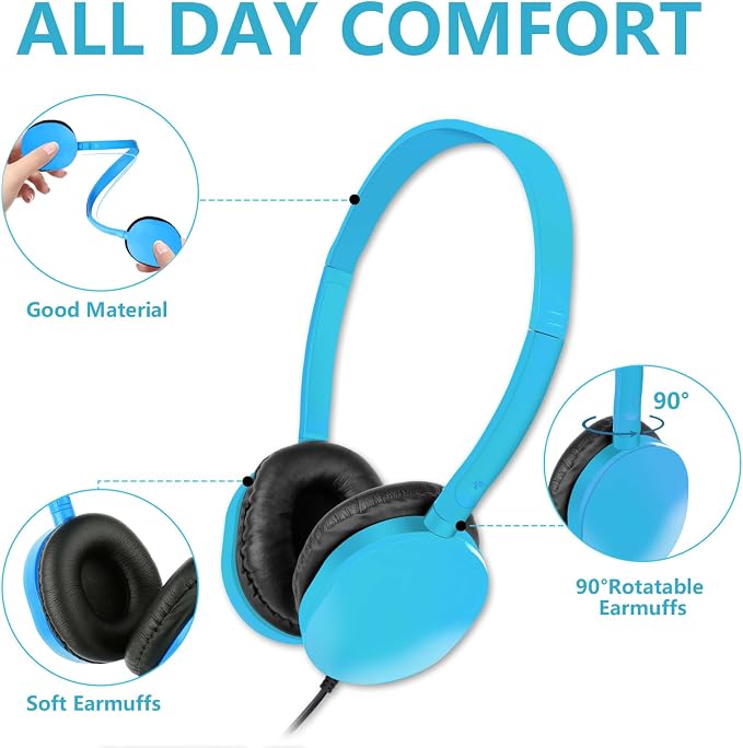 Classroom Headphones Bulk 30 Pack for School Students,Wholesale Earphones Class Set of Headphones for Students Group Learning, Computer Lab, Library, Online Lesson and Testing Multi Color