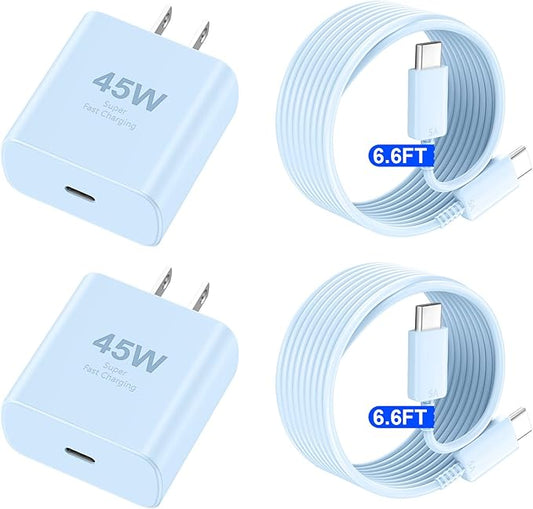 Phone 17 16 Pro Max Charger Fast Charging, 45W USB C Phone 17 16 Super Fast Charger Block with 6.6ft Long Type C Charging Cable Cord for i.Phone 17 Pro Max/17 Pro/17 Air/17/16/16Pro/16 ProMax-Blue