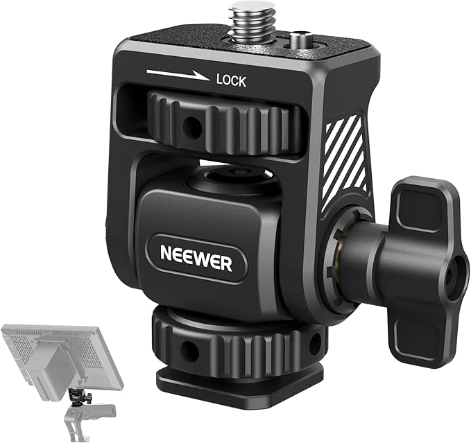 NEEWER Field Monitor Mount Holder with Cold Shoe 360° Swivel 180° Tilt Anti Twist Screw Compatible with Atomos Ninja 5" & 7" Camera Monitor, SmallRig Camera Cage, MA019
