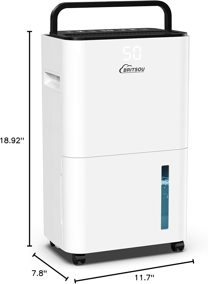 34 Dehumidifier for Basement and Bedroom, Covers 3500 Sq.Ft with Drain Hose, Smart Operation with 3 Modes - Ideal for Home, Bathroom, Garage.