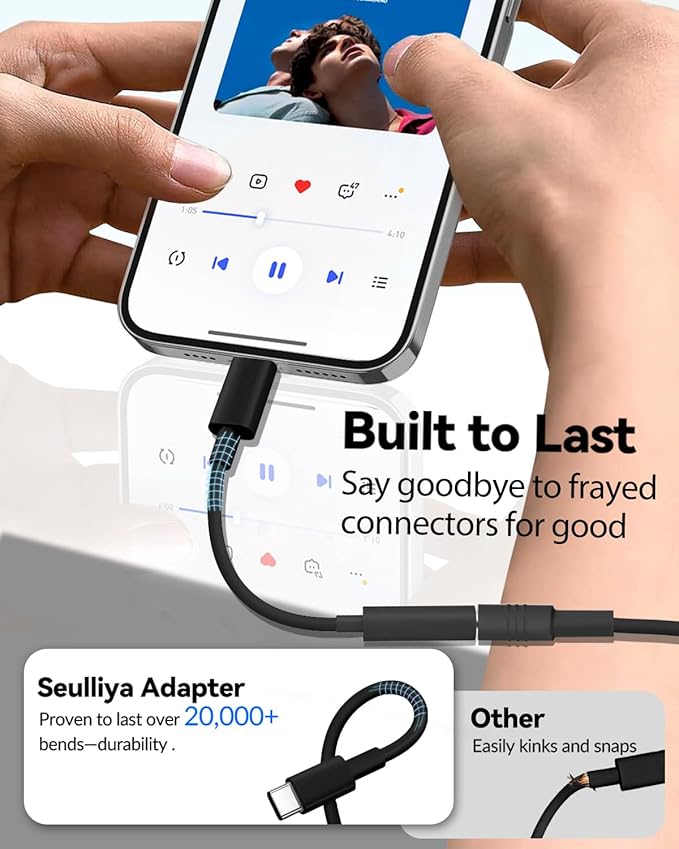Seulliya USB C to 3.5mm Headphone Jack Adapter for iPhone 15/16 Pro/Max, Hi-Res Audio DAC Dongle, 3.5mm Aux Cord Converter for Samsung Galaxy, iPad, Car, USB-C Devices 10Pack Black