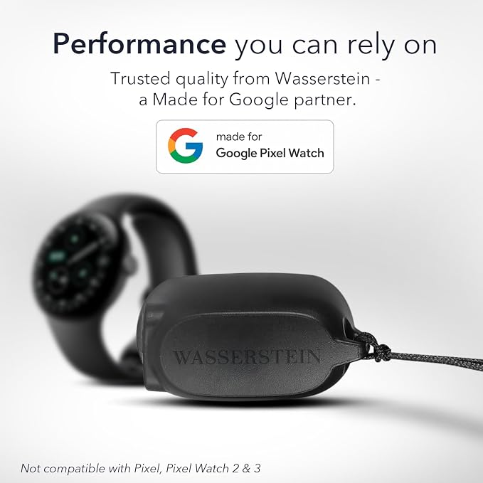Wasserstein On-The-Go Charger Compatible with Google Pixel Watch 4 (41mm & 45mm) - Proprietary Charging Solution to Protect Battery Health - Made for Google - NOT Compatible with Pixel Watch / 2/3