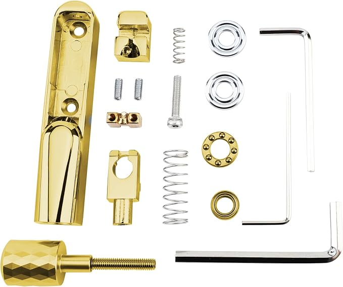 Pack of 5 Individual Single Tubular Fixed Bridge 5 String Electric Bass Bridge for Headless 5-string Bass Replacement Parts Gold