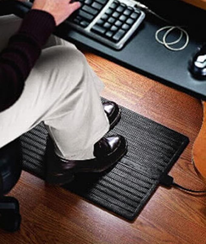 Cozy Products Electric Foot Warmer, Large and Portable Heated Rubber Mat, Personal Space Heater for Home, Office, Garage, and Car, 120 Watts, 8 lbs, 22.95" x 13.97" x 0.70"