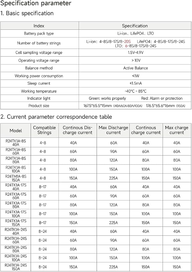 100BALANCE BMS 150A Active Balance 1A 4S-8S Build in Bluetooth Cell Balancing Smart PCB Battery Protection Board for Li-ion/Lifpo4/LTO Lithium Battery Pack
